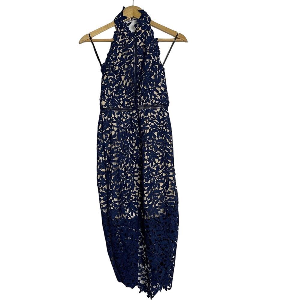 Lulus Divine Destiny Lace Midi Formal Dress Navy Size S